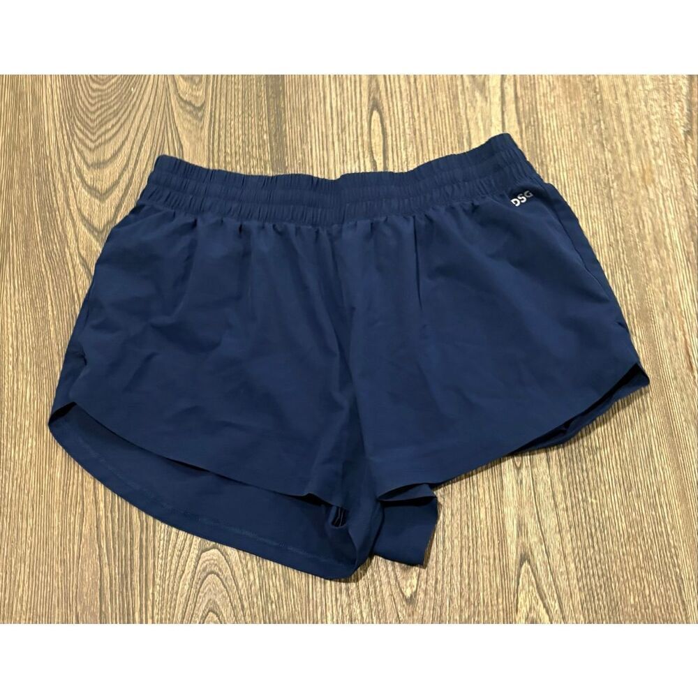 DSG Womens Running Shorts Mid Rise Elastic Waist Pull-On Stretch Blue Size L